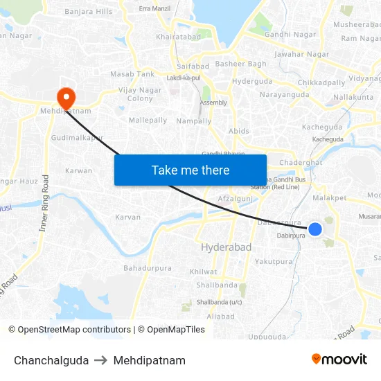 Chanchalguda to Mehdipatnam map