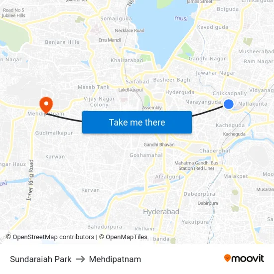 Sundaraiah Park to Mehdipatnam map