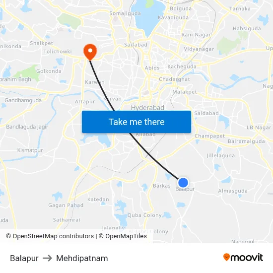 Balapur to Mehdipatnam map