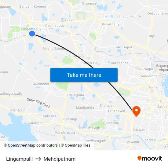 Lingampalli to Mehdipatnam map