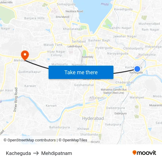 Kacheguda to Mehdipatnam map
