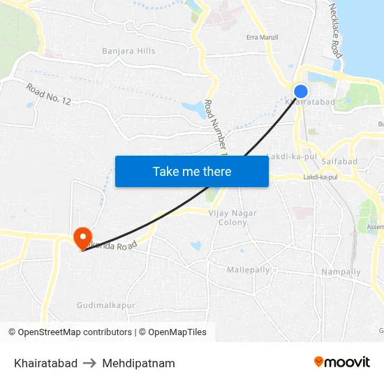 Khairatabad to Mehdipatnam map