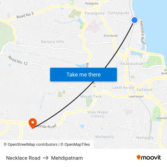 Necklace Road to Mehdipatnam map