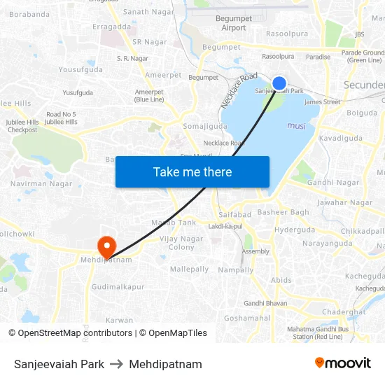 Sanjeevaiah Park to Mehdipatnam map