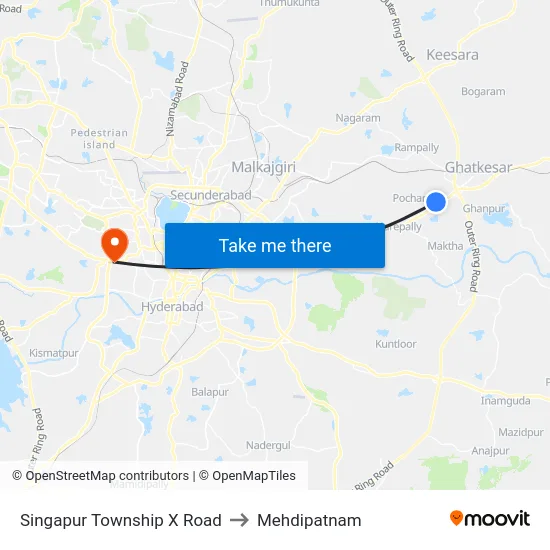 Singapur Township X Road to Mehdipatnam map