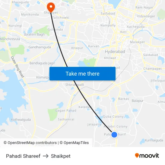 Pahadi Shareef to Shaikpet map