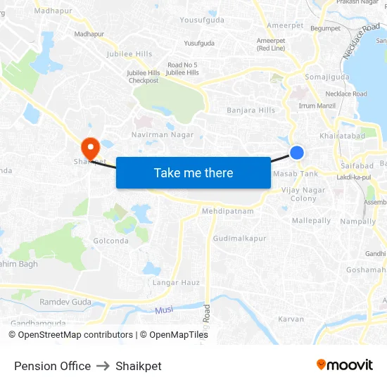 Pension Office to Shaikpet map