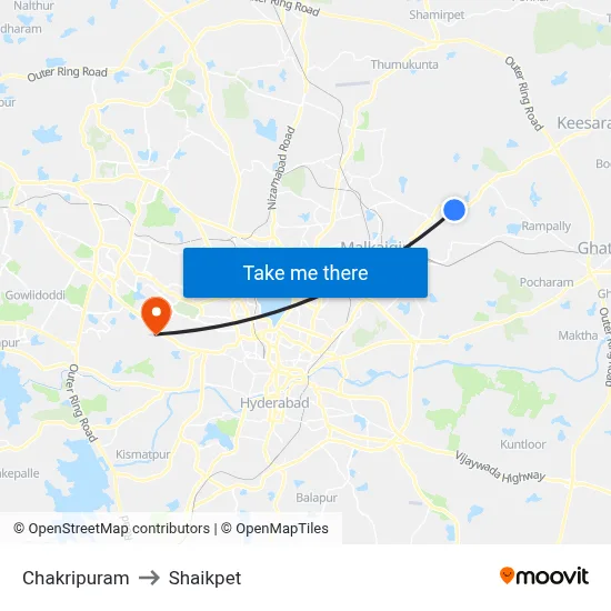 Chakripuram to Shaikpet map