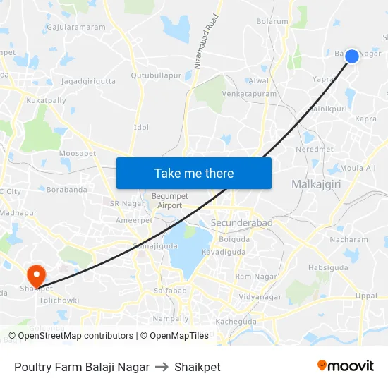 Poultry Farm Balaji Nagar to Shaikpet map