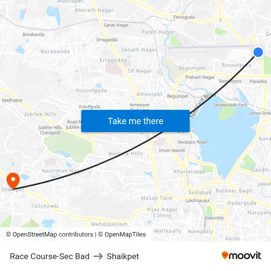 Race Course-Sec Bad to Shaikpet map