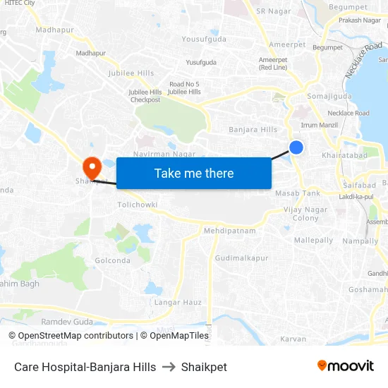 Care Hospital-Banjara Hills to Shaikpet map