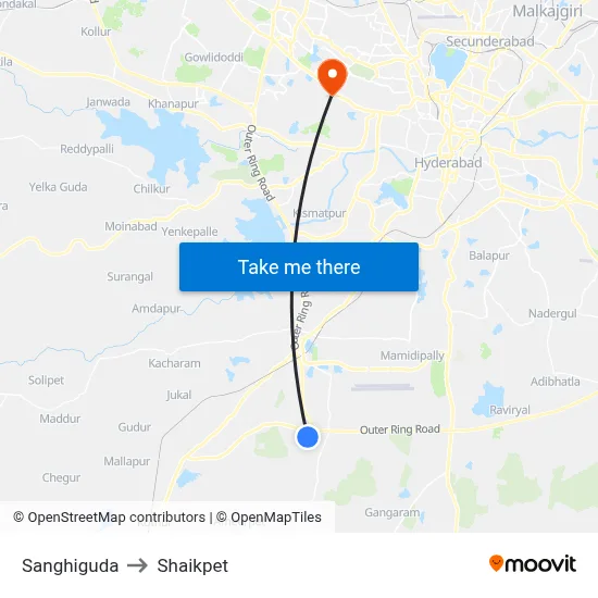 Sanghiguda to Shaikpet map