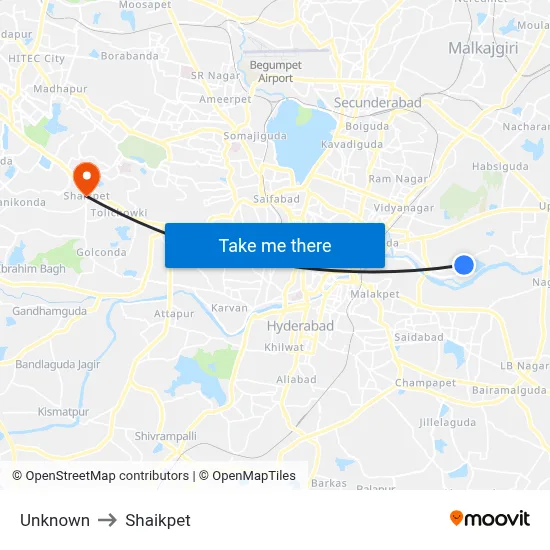 Unknown to Shaikpet map