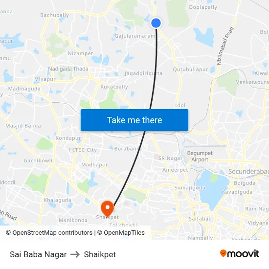 Sai Baba Nagar to Shaikpet map