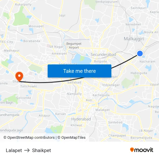 Lalapet to Shaikpet map