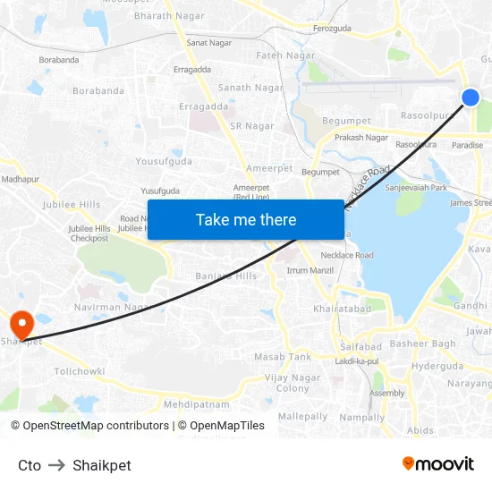Cto to Shaikpet map