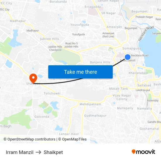 Irram Manzil to Shaikpet map