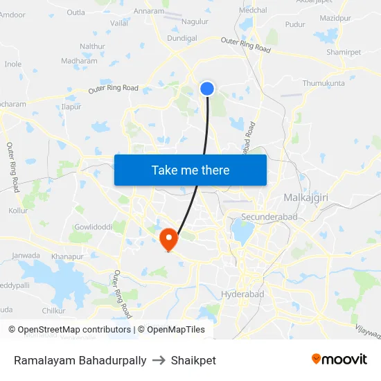 Ramalayam Bahadurpally to Shaikpet map
