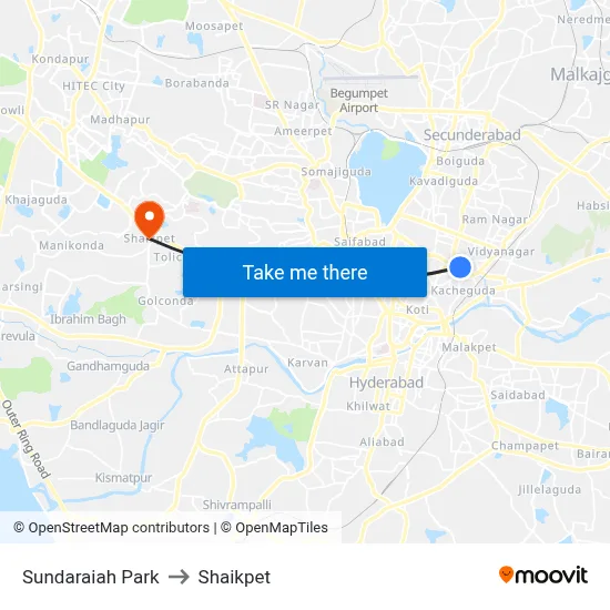 Sundaraiah Park to Shaikpet map
