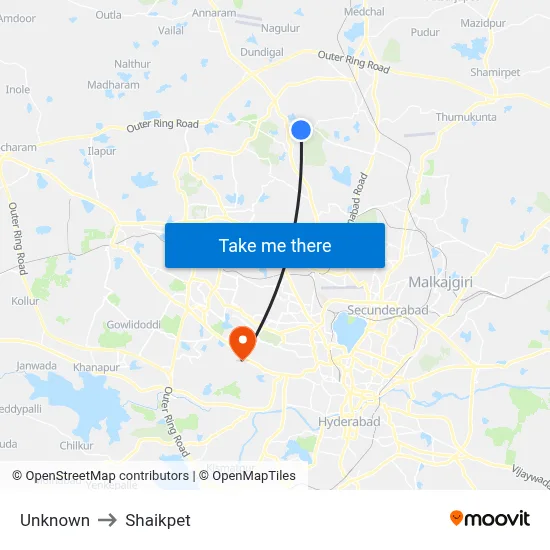 Unknown to Shaikpet map
