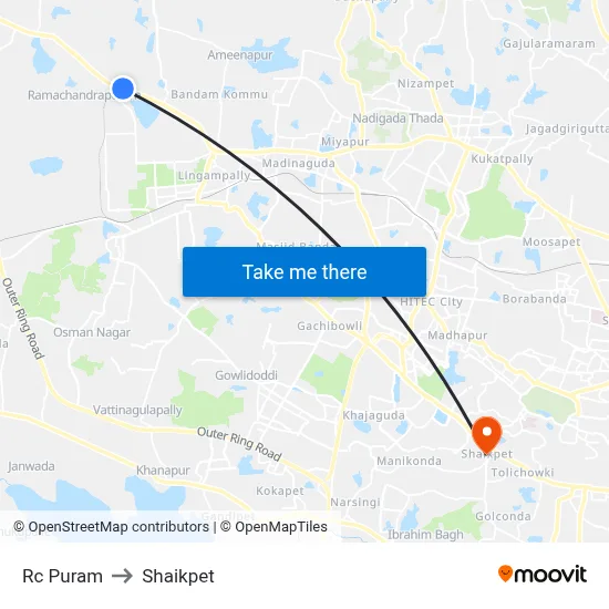 Rc Puram to Shaikpet map