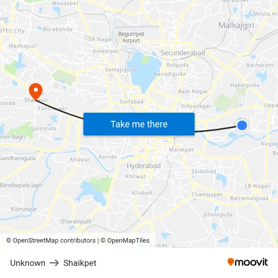 Unknown to Shaikpet map