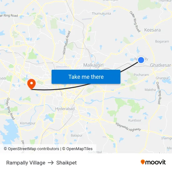 Rampally Village to Shaikpet map