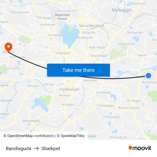 Bandlaguda to Shaikpet map