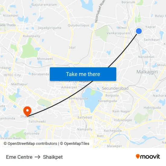 Eme Centre to Shaikpet map