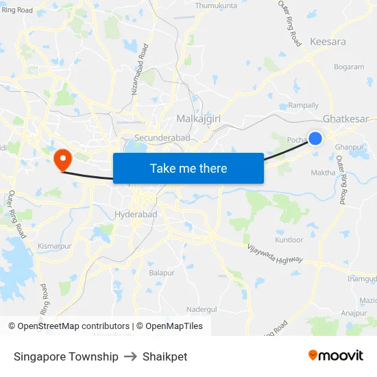 Singapore Township to Shaikpet map