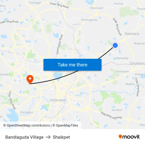 Bandlaguda Village to Shaikpet map