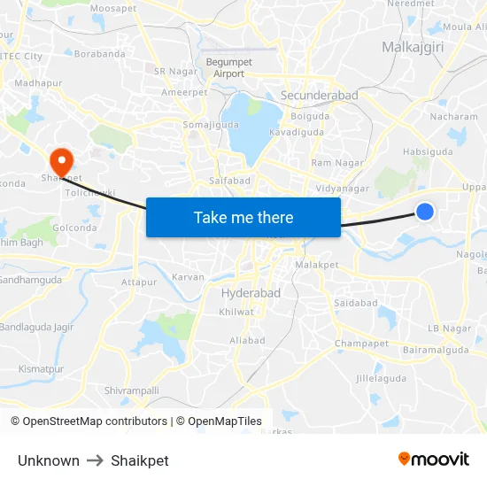 Unknown to Shaikpet map