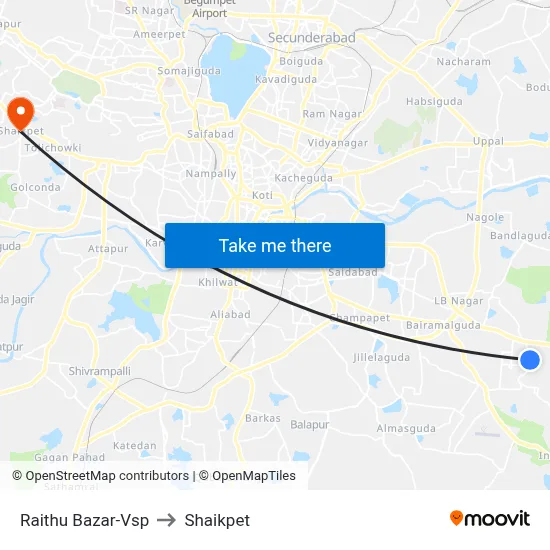 Raithu Bazar-Vsp to Shaikpet map