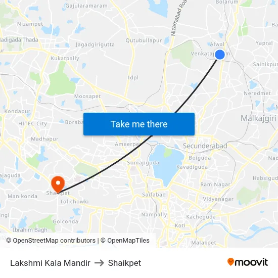 Lakshmi Kala Mandir to Shaikpet map