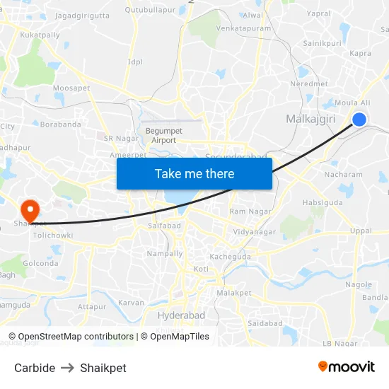 Carbide to Shaikpet map