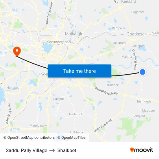 Saddu Pally Village to Shaikpet map