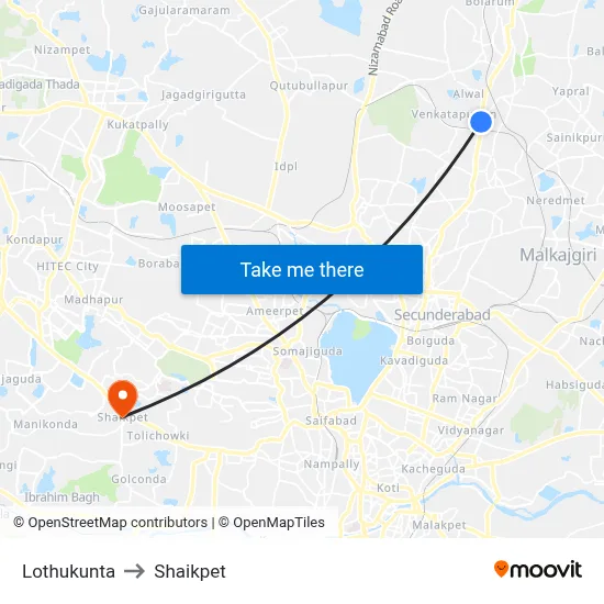 Lothukunta to Shaikpet map
