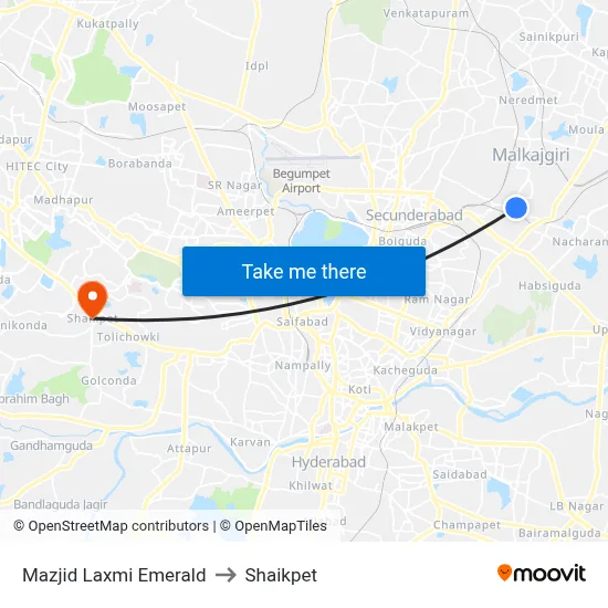 Mazjid Laxmi Emerald to Shaikpet map