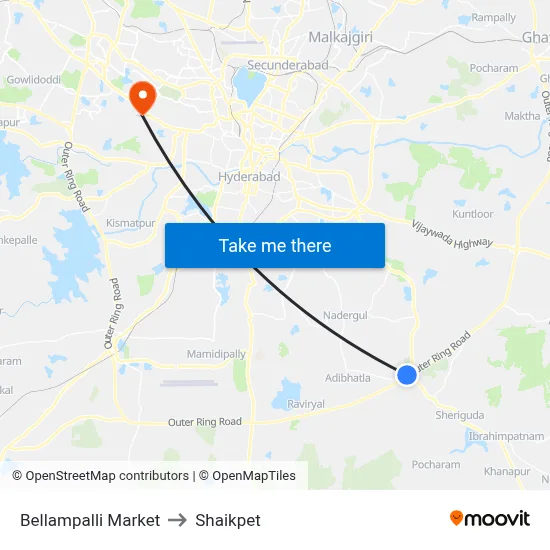 Bellampalli Market to Shaikpet map