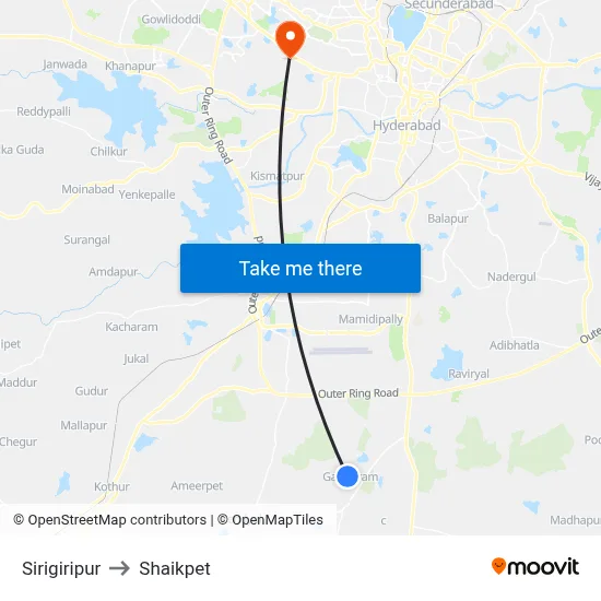 Sirigiripur to Shaikpet map