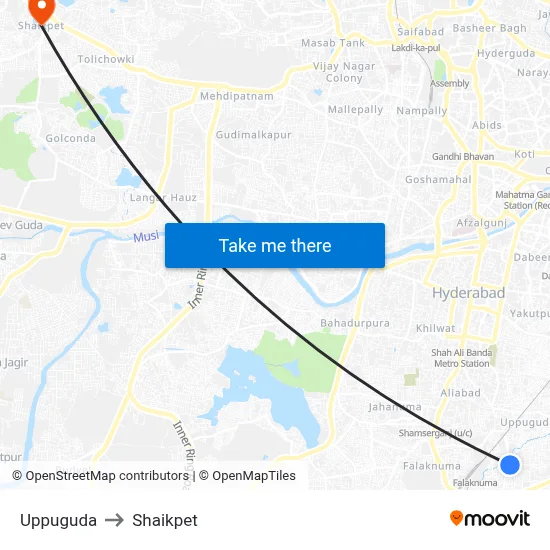 Uppuguda to Shaikpet map