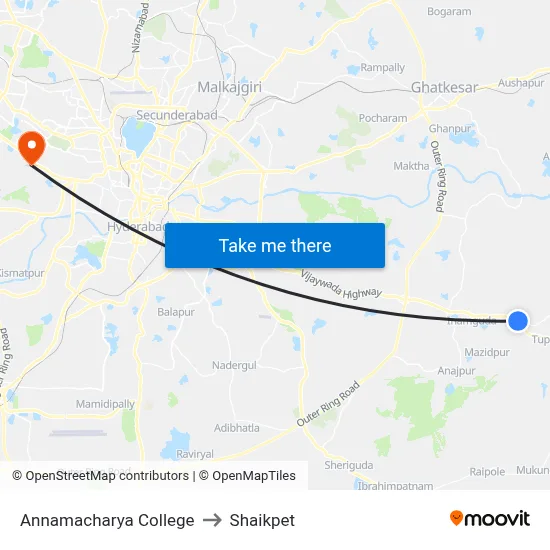 Annamacharya College to Shaikpet map