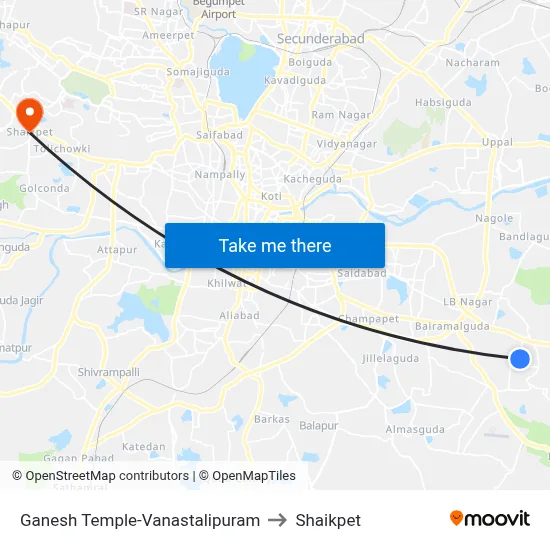 Ganesh Temple-Vanastalipuram to Shaikpet map