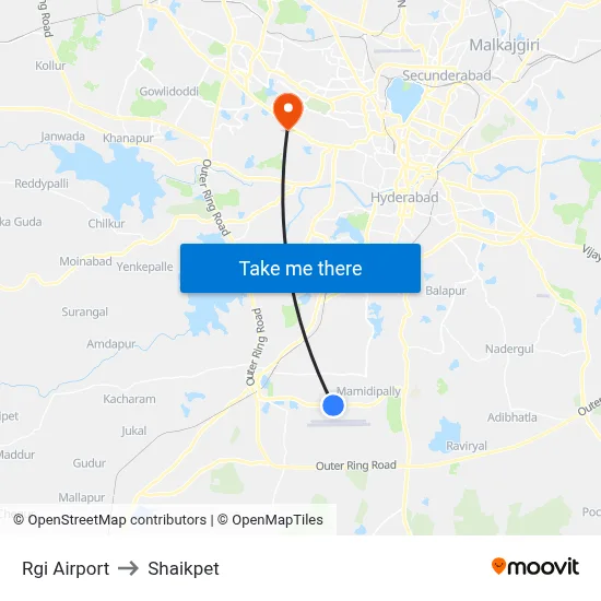 Rgi Airport to Shaikpet map