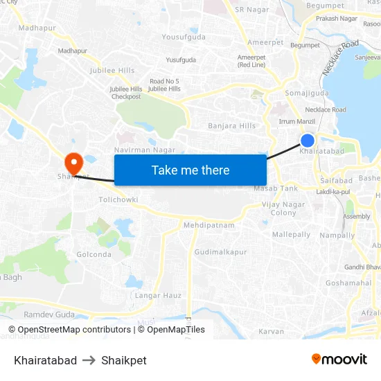 Khairatabad to Shaikpet map