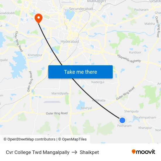 Cvr College Twd Mangalpally to Shaikpet map