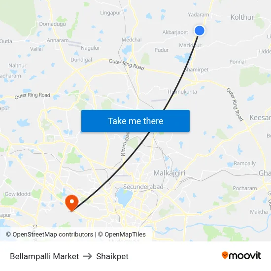 Bellampalli Market to Shaikpet map