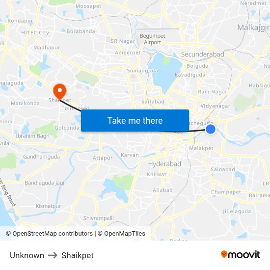 Unknown to Shaikpet map