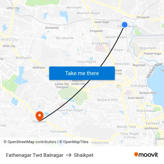 Fathenagar Twd Balnagar to Shaikpet map