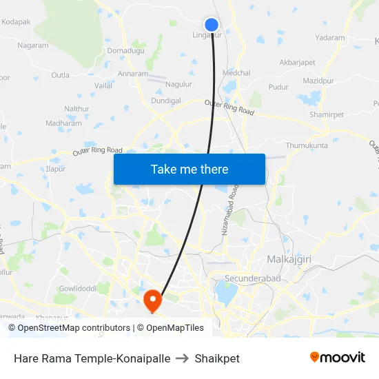 Hare Rama Temple-Konaipalle to Shaikpet map